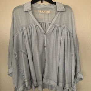 Free People XL top light blue/white plaid